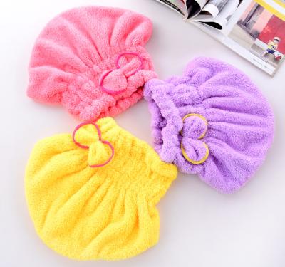 China QUICK DRY Woman Magic Hair Coral Velvet Drying Towel Bath Cap Salon Towel for sale