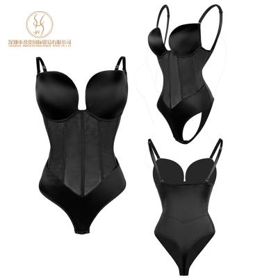 China Seamless European and American Seamless Backless Lift Up The Combination Strap Body Shaper Hidden Bra Ties Black for sale