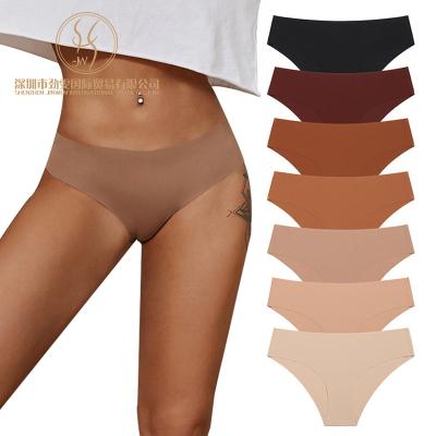 China Antibacterial Wholesale Ice Silk Underwear Traceless Laser Cutting Panties No Obvious Brazilian Briefs Thong Seamless Panties For Women for sale