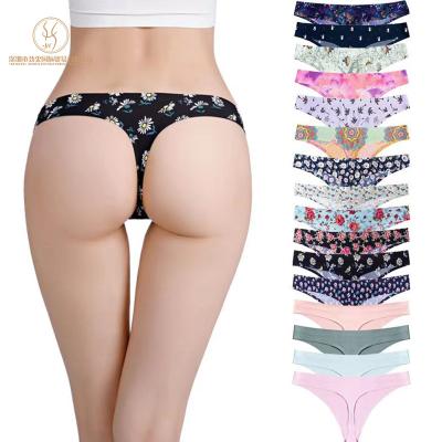 China Multicolor Antibacterial Charming Girl One Piece Mid Waist Underwear Thong Breathable Panties For Women for sale