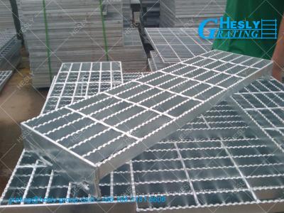 China H.D Galvanized Steel Bar Grating Stair Treads | Serrated Anti-skiddinng surface | Checker Plate Nosing - HeslyGrating for sale