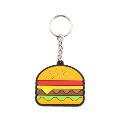 China Creative Promotion Gift Burger Form PVC Rubber Plastic Custom Key Chain for sale