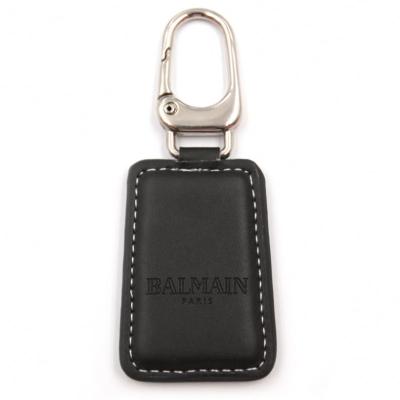 China Leather Your Own Design Rectangle Black Metal Leather Key Chain for sale