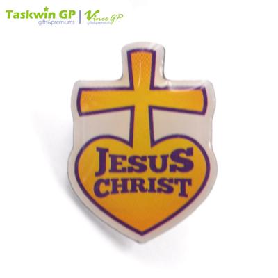 China Custom Printing Europe Color Jesus Christ Stainless Steel Pins Metal Badge Logo Lapel Pin for sale