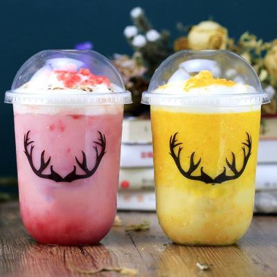 China Bio-degradable PP U Shape cup Clear Disposable Plastic cup Boba Bubble Milk Tea Cup for sale