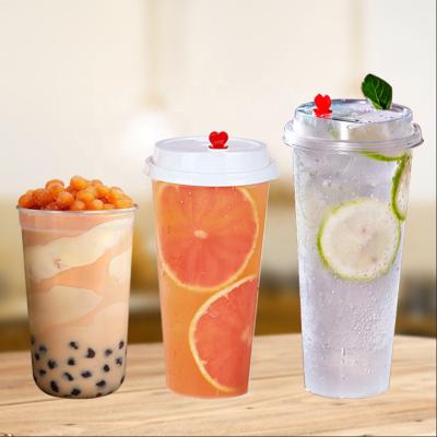 China Bio-degradable 360ml 12oz Customized logo Boba Cup Clear or frosted Bubble Tea disposable PPs Plastic Cup for sale