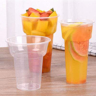 China Bio-degradable Custom logo 500ml 700ml Disposable Thick Smoothie PP Clear Transparent Plastic Bubble Boba Milk Tea Drink Cup With Lid for sale