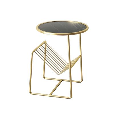 China Modern Modern Office Reception Furniture Round Gold Coffee Table With Storage For Living Room for sale