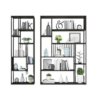 China (Other) Adjustable Home Modern Living Room Display Stand Furniture Iron Frame Bookcase Shelf for sale