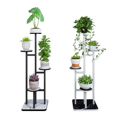 China Modern Adjustable Plant Rack Home Decoration Metal Plant Rack With Small Marble Plate for sale