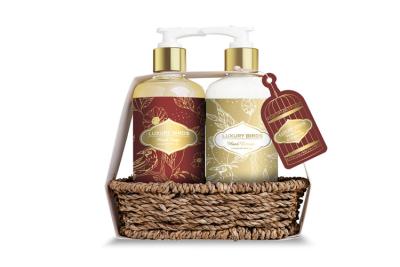 Chine Cadeau de luxe en osier de station thermale du panier 2pcs réglé avec le gel de douche, lotion de corps à vendre