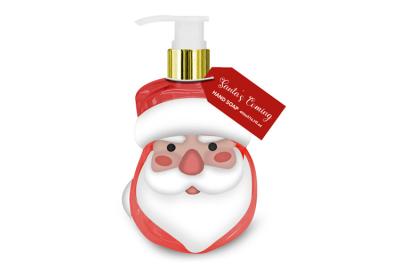 China Santa Claus Shaped Painting Bottle 495ml Hand Soap For Christmas en venta