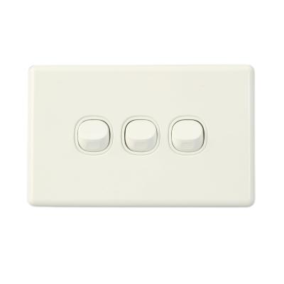 China Customized Logo Brand Residential SAA Approved 3 Gang 2 Way 16 One Slim Light Switch for sale