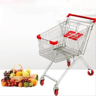 China Eco - Friendly 60L Supermarket Shopping Mall Metal Electroplating Trolleys With Kids Seat for sale