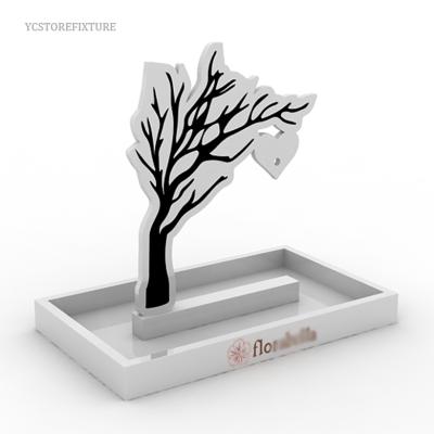 China High End White Acrylic Tree Shaped Jewelry Display Tray Eco - Friendly Retail Store Countertops for sale