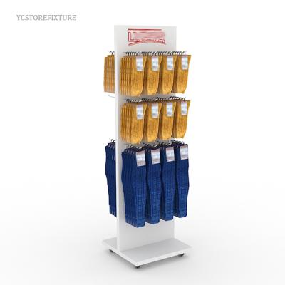 China China Retail Store Furniture Wood Eco - Friendly Sock Display Stand With Hooks for sale