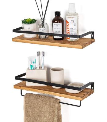 China Livingable American Rustic Style Bathroom Kitchen Wall Shelf Floating Solid Wood Shelf for sale