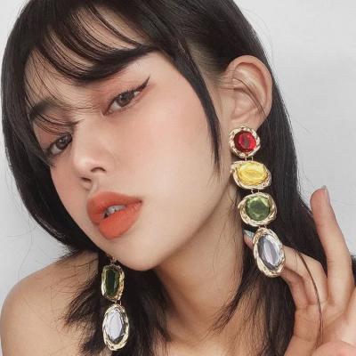 China Office/career high sense of 2021 new style fashion personality European and American long earrings crystal women's exaggerated atmosphere for sale