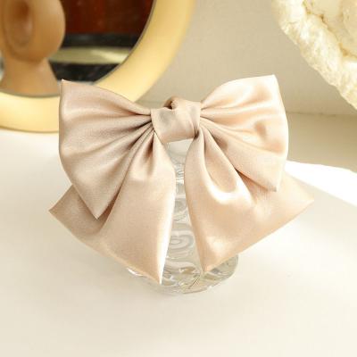 China Brand designer hairpin fashion bow hair accessories luxury bright silk hair accessories designer ponytail spring hair clip back main women for sale