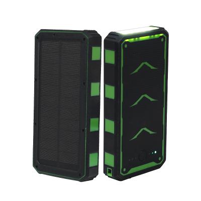 China Hot Selling Mobile Phones 20000mAh Portable High Capacity Camping Solar Power Outdoor Waterproof Thin Bank With LED Lights for sale