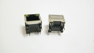 China 1051-208001 einzelner Hafen 90 Grad-RJ45 mit LED abgeschirmtem PBT-Schwarzem zu verkaufen