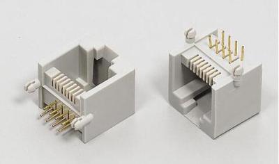 중국 90 정도 8P8C RJ45 귀 없는 PBT 회색 높은 쪽으로 여성 잭 단 하나 항구 탭 판매용