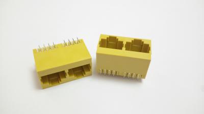 中国 黄色 2 の港 RJ45 変圧器 LED のない女性のジャック 180 の程度 8 Pin 販売のため