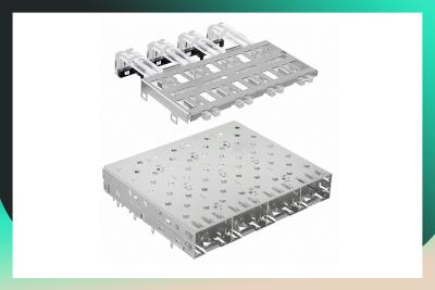 중국 빛파이프 없는 1X4 SFP 감금소 연결관 U77-C4110-1011 금속 EMI 여성 판매용