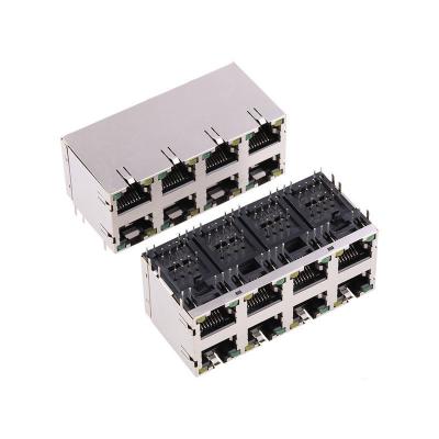 Κίνα 8P8C θηλυκός συνδετήρας λιμένων RJ45 Jack 2X4 8 με το φως των οδηγήσεων προς πώληση