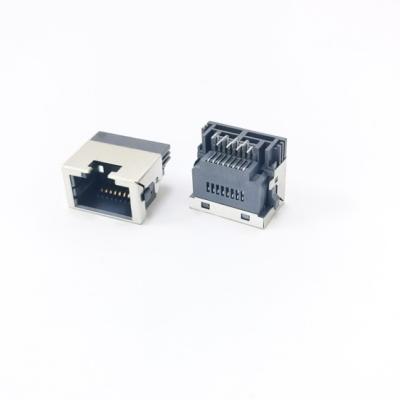 Chine Profil bas RJ45 1x1 GRN/YEL LED, IMMERSION avec le bouclier, 3U plaqués or ““ à vendre