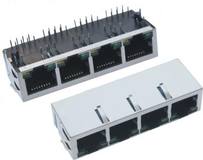 중국 LED를 가진 RMA-001N-32F7-GY 1*4port 10/100M POE RJ45 암 커넥터. PHC 자석 RJ45 잭 판매용