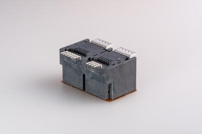 China SMT RJ11 Female Jack , RJ11 Female Connector Full Plast  4P4C + 6P6C  Double Port for sale