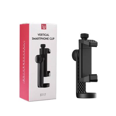 China Smartphones Ulanzi ST-17 Phone Holder Vertical 360 Horizontal Phone Mount Clamp With Cold Shoe Tripod Adapter For Phone for sale