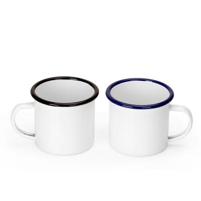 China Stocked Sublimation White Metal Enameled Mug New Arrivals With Coating for sale