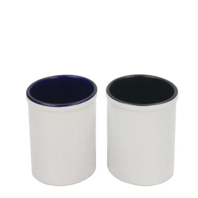 China Blank Ceramic Stocked Pen Holder Brush Sublimation Pot for sale