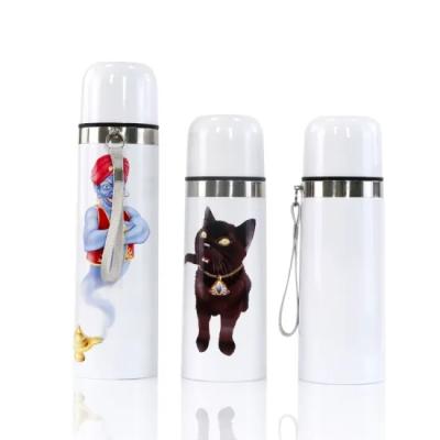 China Stocked Stainless Steel 350ml Vacuum Bottle Sublimation Thermos Flask With Lanyard for sale