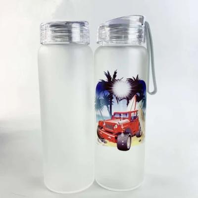 China Stocked 500ml Sublimation Blank Frosted Color Drinkware Matte Glass Water Bottle for sale