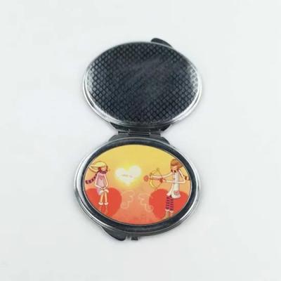 China Pocket Mirror Sublimation Metal Oval Empty Makeup Cosmetic Mirror For Heat Transfer Printing for sale