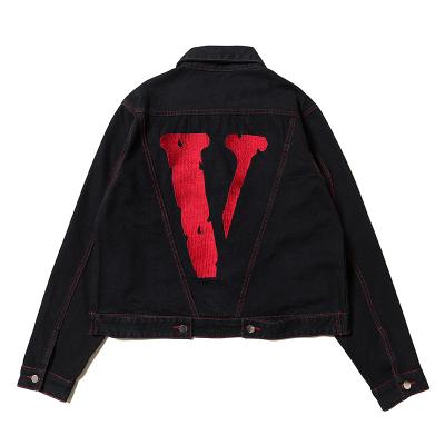 China Vlones Breathable Logo Black Printed Jacket Custom Made Breathable Embroidered Denim Jacket Autumn Season Jacket For Men for sale