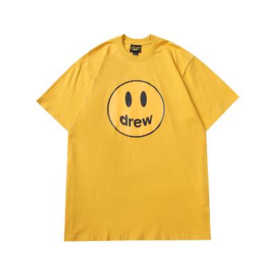 China Drew Smiley Face Short Sleeve Justin Bieber Breathable Breathable T-Shirt For Men And Women With Loose High Street Fog On Top for sale