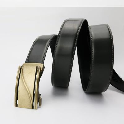 China Genuine Leather Wholesale Custom Design Anti Alloy Color Buckle Men's Genuine Leather Ratchet Belt for sale