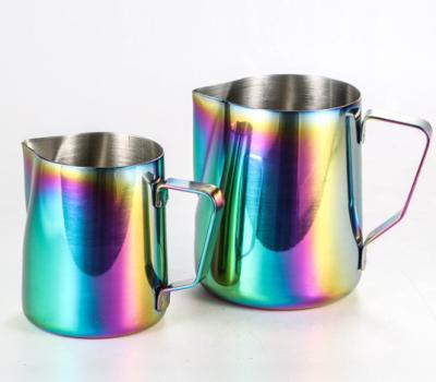 China Viable Colorful Latte Art Milk Frothing Pitcher of Stainless Steel Milk Jug 350ml 600ml for sale