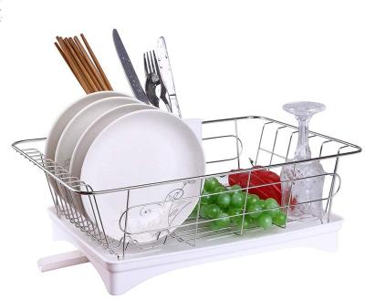 China SUSTAINABLE HOMEE Stainless Steel Dish Drying Rack Drain Plastic Board White Removable Kitchenware For Dish And Bowl for sale