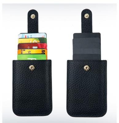 China Business Custom Logo Genuine Leather Japanese Card Holder Wallet with RFID Protection for sale