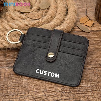 China Mode Koeienleer Sleutelhanger Portemonnee Credit Card Holder voor mannen Vrouwen Custom Stitch Te koop