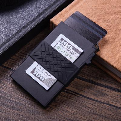 China Low MOQ Pop up Card Case RFID Blocking Business Card Holder with Cash and Metal Cards for sale