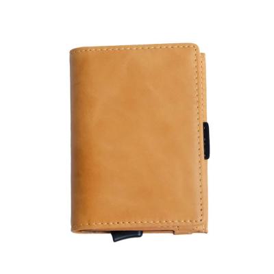 China Mix Models Low MOQ Fashionable PU Leather Pop Up Smart Metal Wallet for Smart Storage for sale