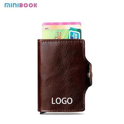 China Effortless Card Access with Automatic Ejection and Genuine Leather RFID Card Holder for sale