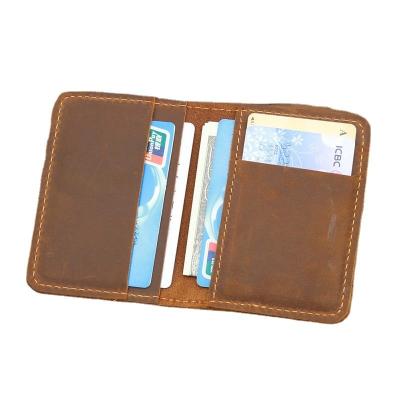 China Creditcard Luxe Full Grain Leather Branded Finish Bifold Front Pocket Slim Wallet Te koop