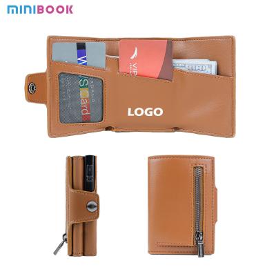 China Custom Logo Travel Minimalist Metal Wallet with RFID Blocking and Auto Pop Up Feature for sale